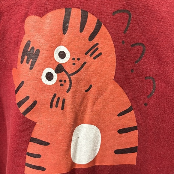 Cute Cat Cozy Boyfriend Hoodie - Large. Red Brick color. - Picture 2 of 6